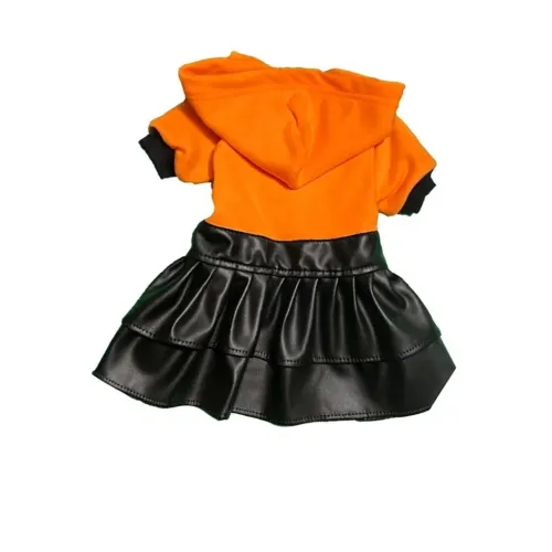 هودی کلاه دار سگ طرح دامن چرمی برند روپاک رنگ نارنجی